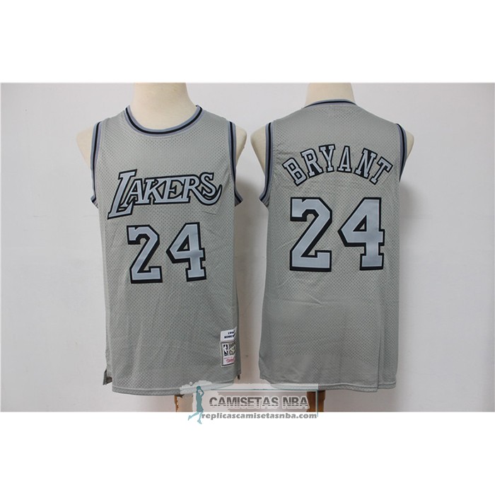 Camiseta Los Angeles Lakers Kobe Bryant NO 24 Mitchell & Ness 1996-97 Gris